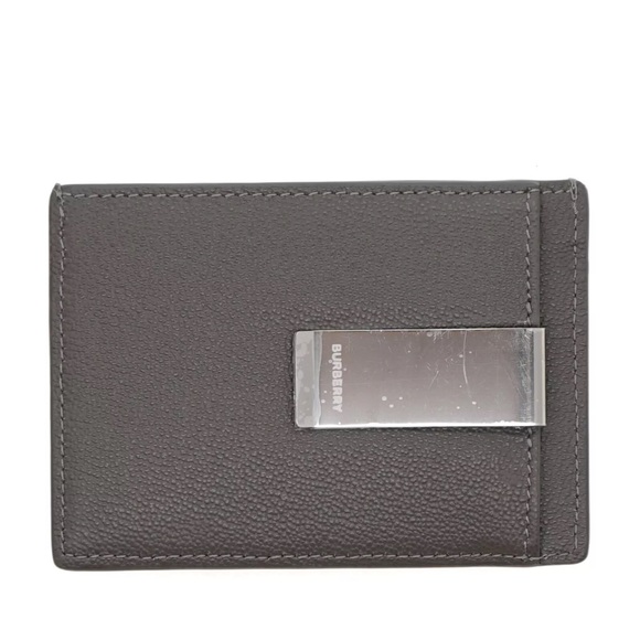 Burberry, Chase Money Clip Wallet Card Case Embossed Logo, Charcoal Grey - Picture 3 of 9